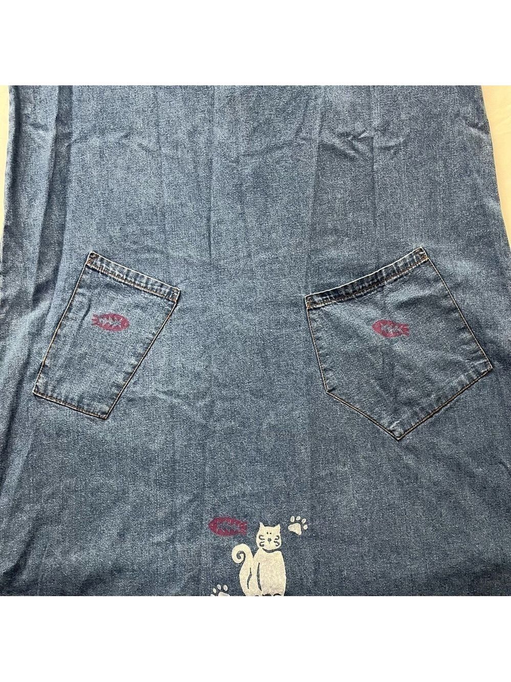 Vintage Rama of USA Cat Denim Maxi Dress Pockets XL - Picture 6 of 12